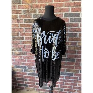 NWT Why Dress Bride to Be dress - One Sz Black Sequins Shift Bachelorette Party